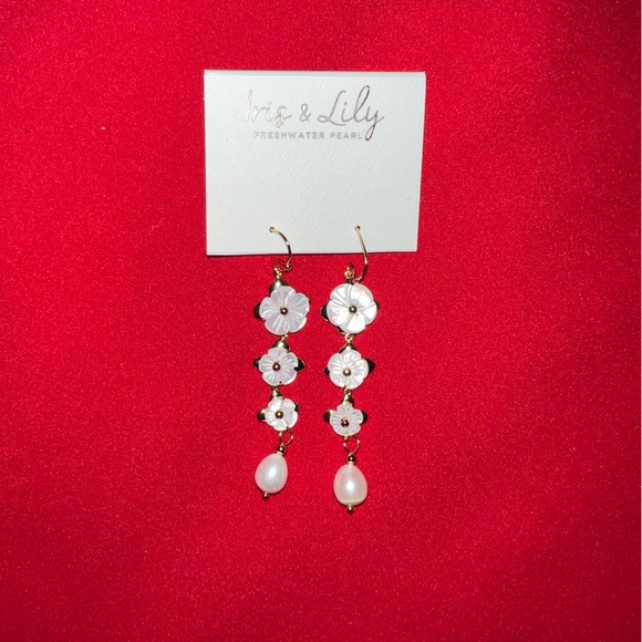Iris and Lily Jewelry Iris Lily Flower Earrings Flower Dangle